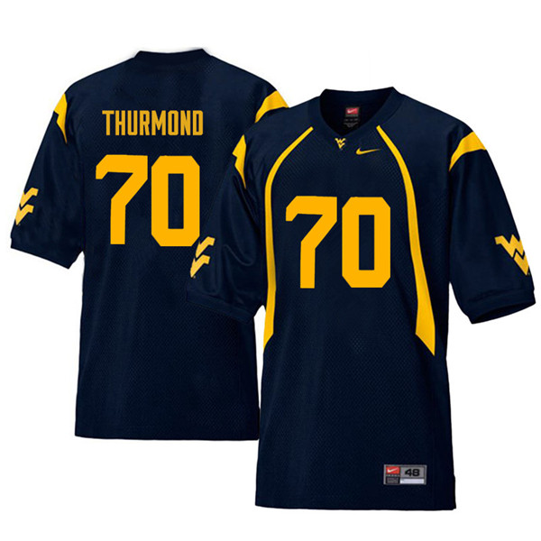NCAA Men's Tyler Thurmond West Virginia Mountaineers Navy #70 Nike Stitched Football College Retro Authentic Jersey BX23G81UQ